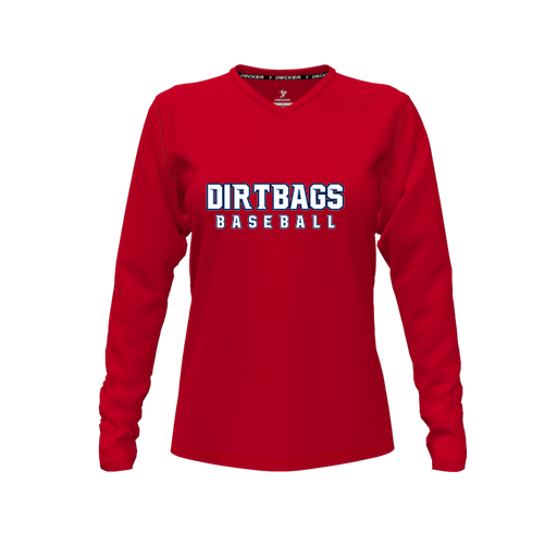 [CUS-DFW-TEES-CMF-VNK-LSL-RED-FYXS-LOGO3] Decker Comfort T-Shirt (Female Youth XS, Red, V Neck, Logo 3, Long Sleeve)