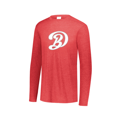 [FTLCUBRD-AXS-LOGO1] Decker Men's Tri-Blend T-Shirt - Long Sleeve (Adult XS, Red, Logo 1)